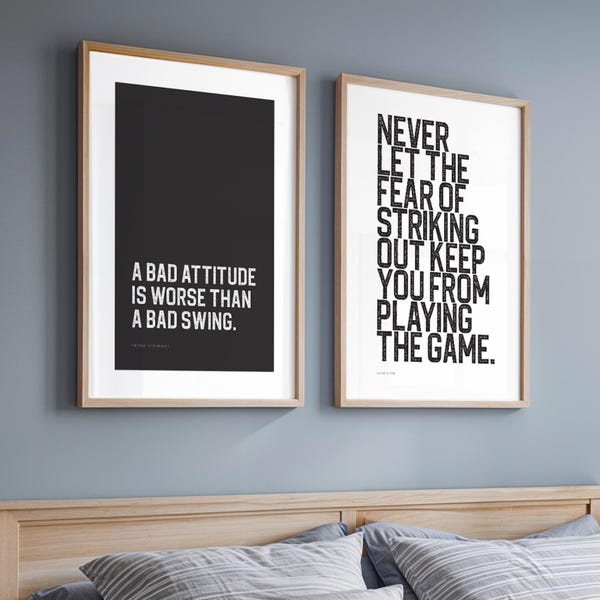 Famous Baseball Quotes for Dorm Room Wall Decor Babe Ruth + Payne Stewart Baseball Inspired Words Sports Wall Art Printable for Download
