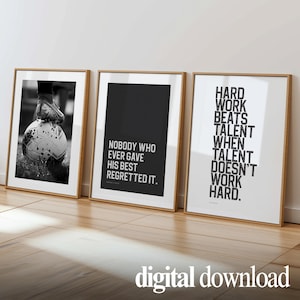 Soccer Prints Set of 3 Boys Room Decor, Inspirational Sports Quote Wall ...