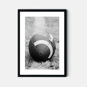 American Football Printable Poster in Black White for Teen Room Decor Digital Sports Art Print Photograph of American Gridiron NFL Ball