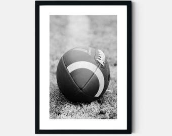 American Football Printable Poster in Black White for Teen Room Decor Digital Sports Art Print Photograph of American Gridiron NFL Ball