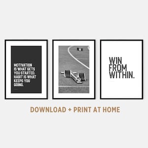 Track & Field Print Set of 3 for Boys Running Themed Posters with Inspirational Quotes Teen Room Decor Art Print in Black and White Download