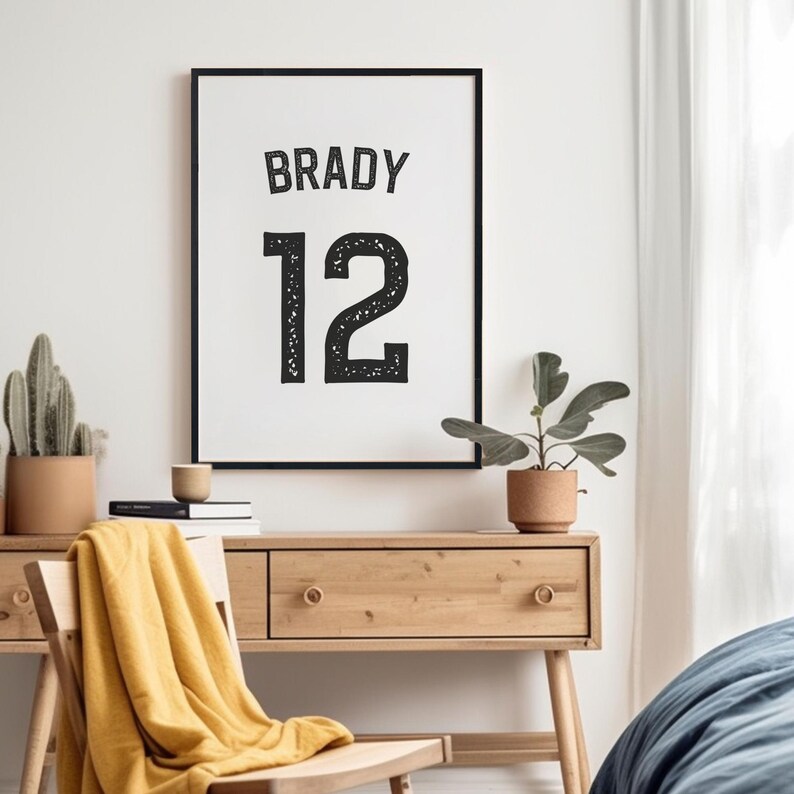 Personalized sport themed wall art print for boy room or teen bedroom.