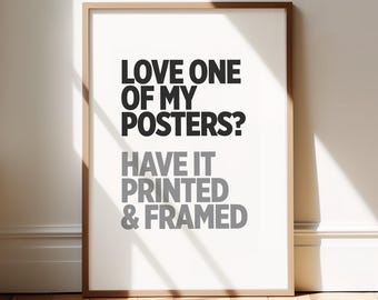 Print & Frame Any Poster From My Shop, Choose Your Design, Canvas Print Sports Wall Art, Boys Teen Bedroom Dorm Room Decor Gift