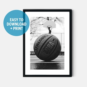Basketball Poster in Black & White for Teen Boy Wall Art Printable Sports Poster for Teenage Room Basketball Printable for Kids Room Decor