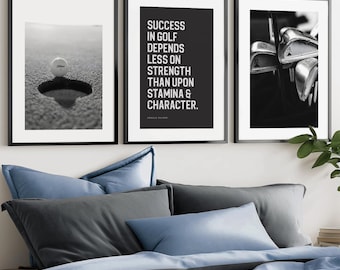 Classic Golf Wall Art Set of 3 Vintage Golf Prints Golf Office Decor Executive Office Artwork Country Club Style Gift for Golfer
