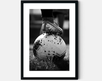 Soccer Ball Print in Black & White for Teen Boy Wall Art Printable Sports Poster for Teenage Room Instant Digital Download Art for Boys