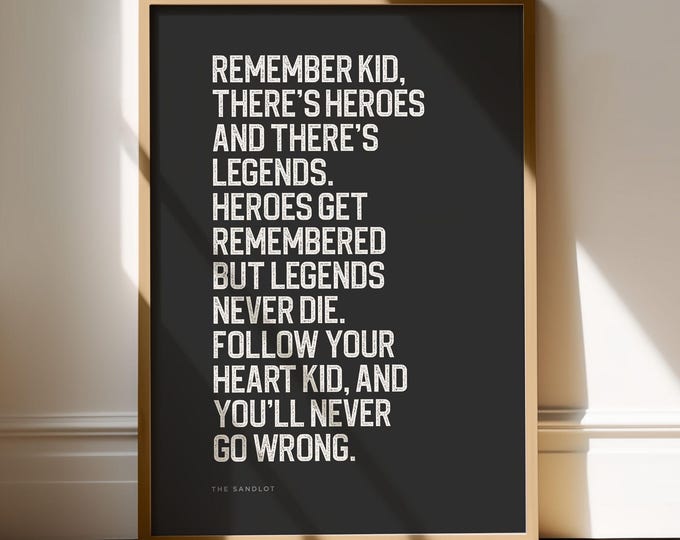 Sandlot Movie Print Boy Room Art for Kid Bedroom Decor Boy Baseball Quote Poster Wall Art Black and White Print Baseball Player Gift for Son