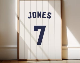 Vintage Baseball Name Poster Custom Jersey Style Wall Art Classic Sport Bedroom Decor for Baseball Fan