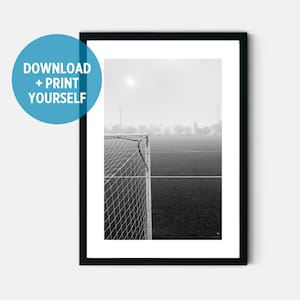 Soccer Goal Print Out Poster Wall Art for Teen Room Decor in Black and White Download Art Prints for Football or Sports Fan Games Room