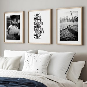 Teen boy soccer room decor motivational sports prints black and white wall art set inspiring athletic mindset posters for kids rooms