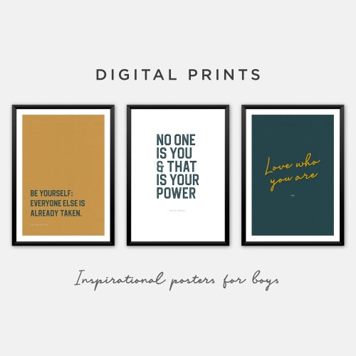 Inspirational Wall Art Print for Boys Room Set of 3 for Etsy