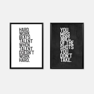 Famous inspirational sports quotes in black & white for teen boys room decor Digital download