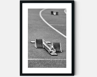 Starting Blocks for Running Black & White Photograph for Wall Art Print Sports Themed Poster for Boys Dorm Room Decor Digital Download
