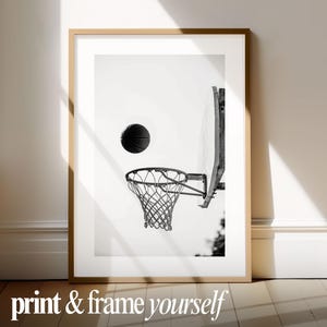Minimalist basketball poster print for sports-themed teen room decor