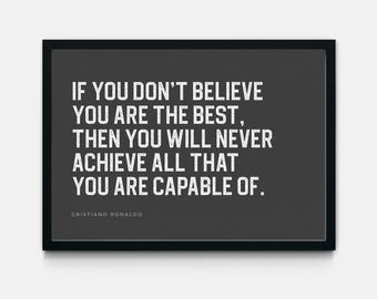 Póster con cita de Cristiano Ronaldo, arte mural motivacional de fútbol, regalos de futbolista, decoración imprimible para fanáticos del fútbol y jugadores de equipo, impresión de fútbol