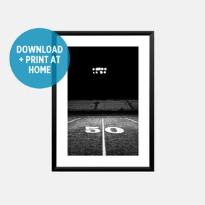 Football Field Stadium Wall Art Printable Photograph American Grid Iron Sports Game Image as Print Out Poster for Teen Games Room Decor