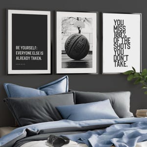 Basketball Print Set of 3,  Black and White Basketball Photography Prints, Teen Boy Sports Bedroom Decor (Digital Download)
