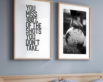 Teen Bedroom Prints Soccer Art for Dorm Set of Football Wall Art Prints Boys Room Decor Football Gifts Black + White Teenage Room Decor