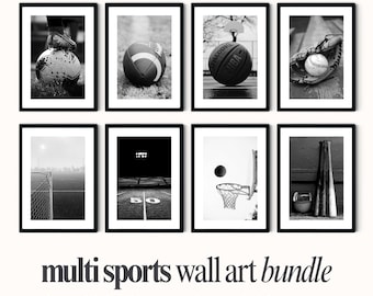 Multi Sport Poster Bundle Boy Bedroom Wall Art Gift for Boys Basketball Football Soccer Baseball Kid Room Decor Digital Download Print Set
