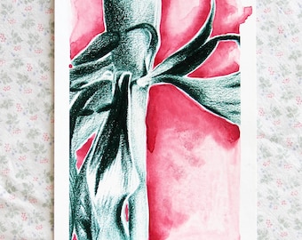 Tulip IV - art print on paper - retouched with oil pastel, watercolor or colored pencil - limited edition - 18 × 13 cm or 24 × 18 cm