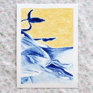 Tulipe XIII - tirage d’art sur papier - retouches à l'aquarelle et au crayon de couleur - édition limitée - 18 × 13 cm ou 24 × 18 cm