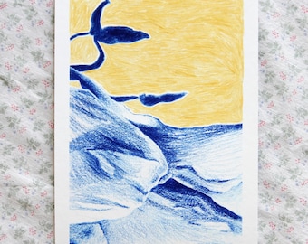 Tulip XIII - fine art print on paper - watercolor and colored pencil retouching - limited edition - 18 × 13 cm or 24 × 18 cm