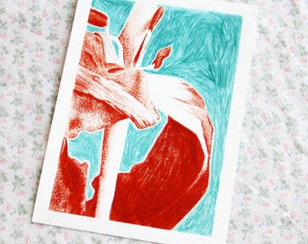 Tulip XI - art print on paper - retouched with oil pastel or colored pencil - limited edition - 18 × 13 cm or 24 × 18 cm