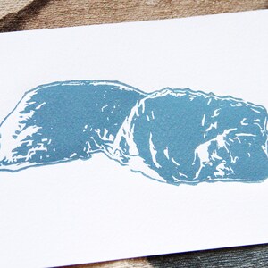 Hand-printed pillow linocut on white etching paper 14 × 26 cm, limited edition - Songes IV