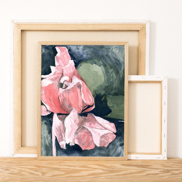 Art téléchargeable, illustration numérique imprimable, peinture botanique couleur, 4 formats d'une rose