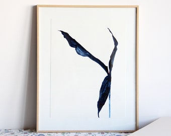 Professional quality print 40 × 30 cm, digitalization of the drawing of a plant in watercolor, plant silhouette, limited edition - TttW VIII