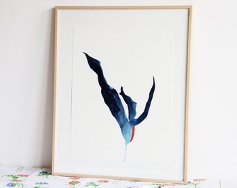 Professional quality print 40 × 30 cm, digitalization of a watercolor plant drawing, plant silhouette, limited edition - TttW VI