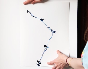 Professional quality color print 40 × 30 cm, limited edition, scan of a plant drawing in watercolor - Soliflor II