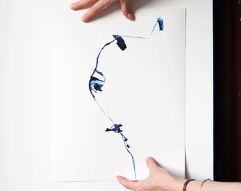 Professional quality color print 40 × 30 cm, limited edition, scan of a watercolor plant drawing - Soliflor