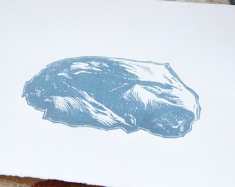 Hand-printed pillow linocut on white etching paper 18.5 × 28.5 cm, limited edition - Songes III