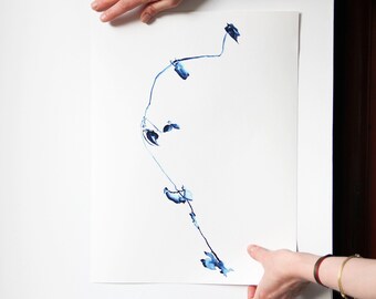 Professional quality color print 40 × 30 cm, limited edition, scan of a plant drawing in watercolor - Soliflor III