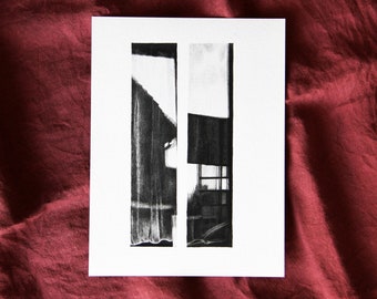 Impression noir et blanc qualité pro 27 × 20 cm , édition limitée, numérisation d’un dessin au graphite réalisé à la main - Reflet I