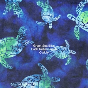 Green Sea Bliss Batik Turtles Digital Cuddle by Shannon Fabrics