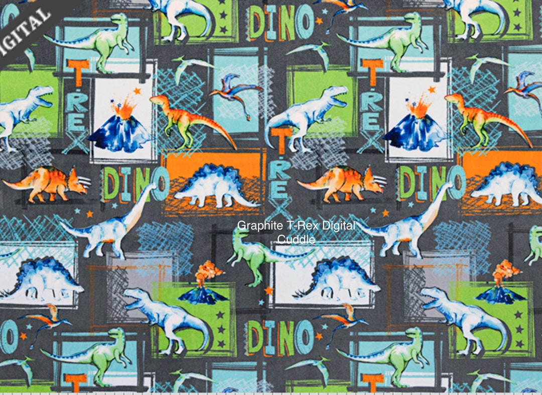 T-rex Graphite Digital Cuddle Minky From Shannon Fabrics - Etsy