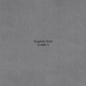 May include: Graphite Solid Cuddle 3 fabric swatch. The fabric is a solid gray color.