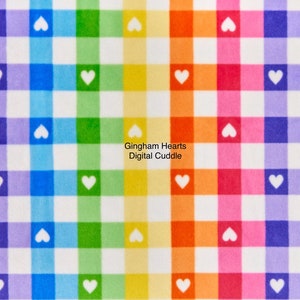 Fuchsia Gingham Hearts Digital Multi Digital Cuddle by Shannon Fabrics