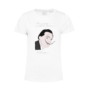 Salvador Dali&#39;, bianca, illustrazione van Gogh, uomo, donna, bambino, cotone organico, frase motivazionale