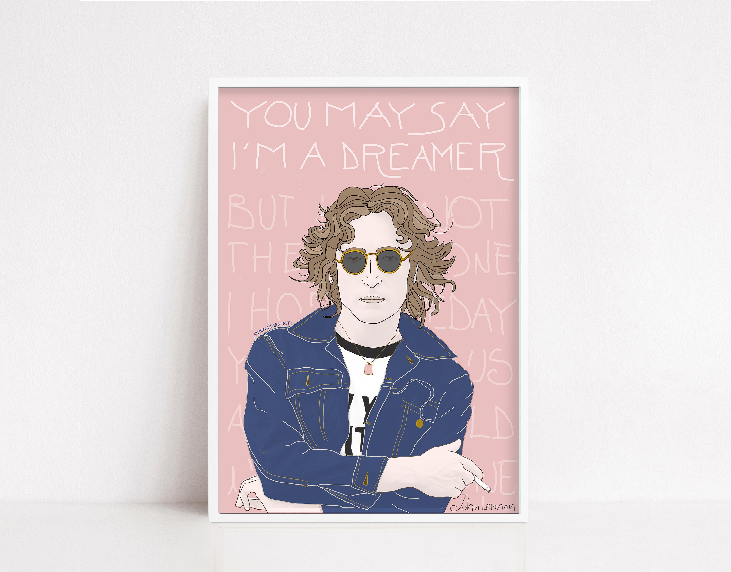 Art Print, "John Lennon" -   Frase Motivazionale, arte parete.