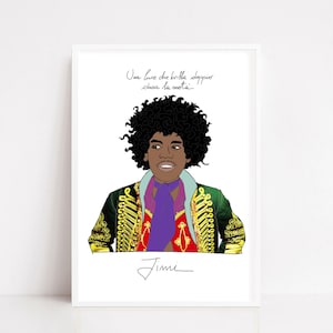 Art Print, "Jimi" - Jimi Hendrix, Stampa d'arte, Musica, Rock, Chitarrista  Frase Motivazionale, arte parete.