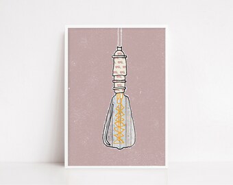 Lampadina di legno, art print, wall art, light, lightbulb