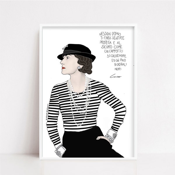 Stampa d'arte, "Coco Chanel “ , Stampa d'arte, Arte, icona francese, icona di stile, Frase Motivazionale, arte parete.