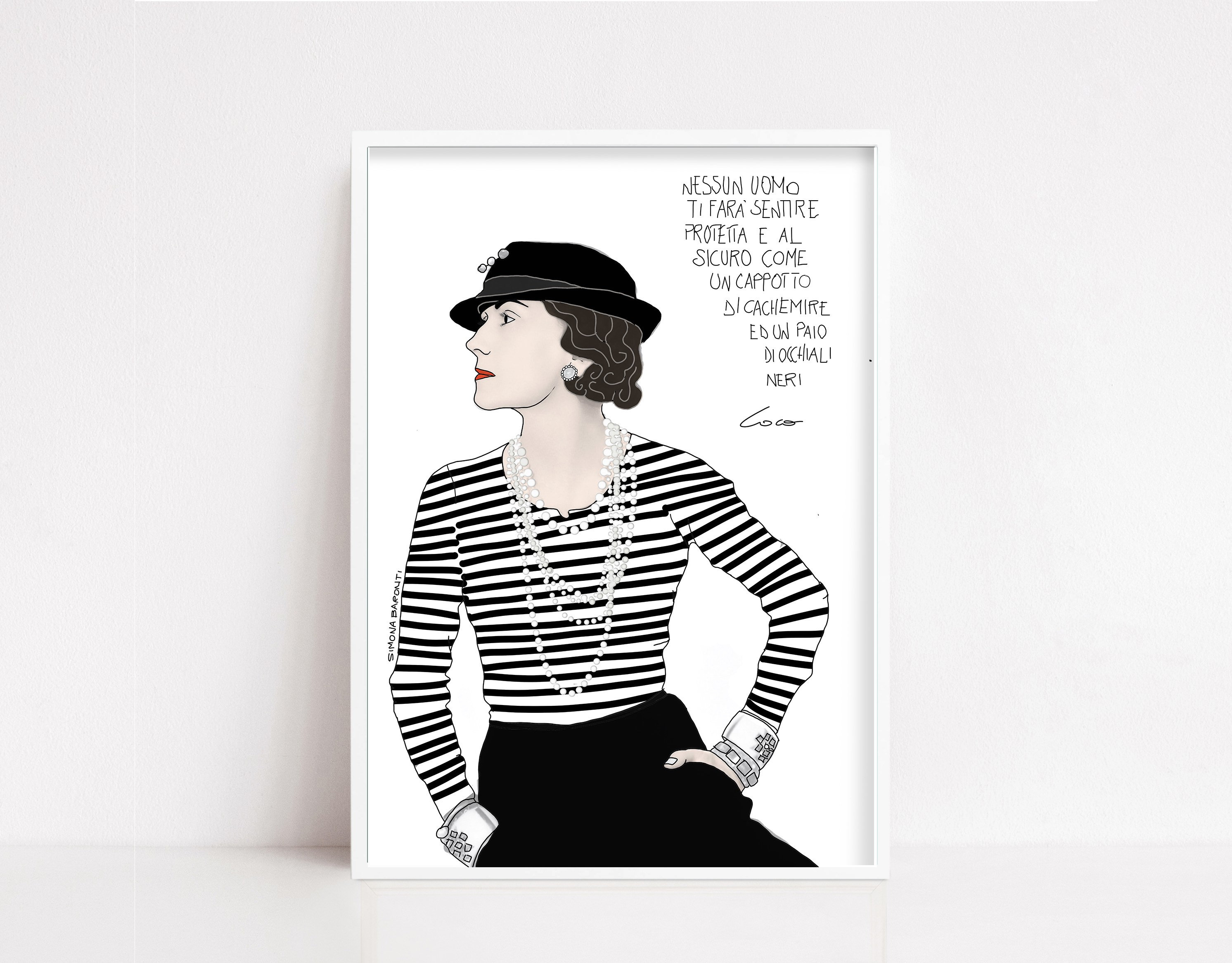 Parisian Quote Wall Art Coco Chanel Stripes Monochrome A4 Print Minimalist  Decor
