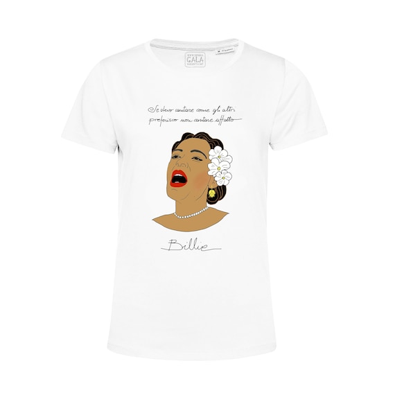 T-shirt, Billie Holiday, Bianca, Illustrazione Billie Holiday, Uomo, Donna,  Bambino, Cotone Organico, Frase Motivazionale, Jazz, Swing -  Sweden