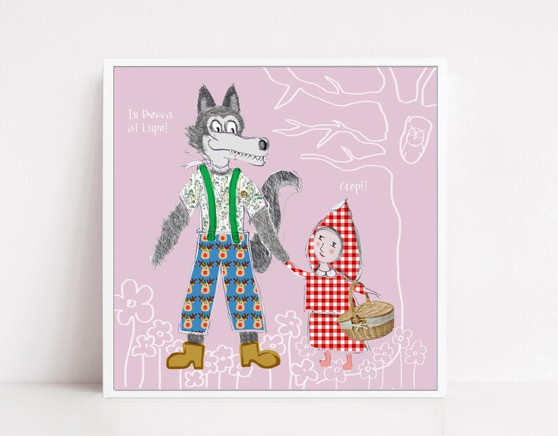 wall art fairy tail il lupo,Art print Cappuccetto Rosso