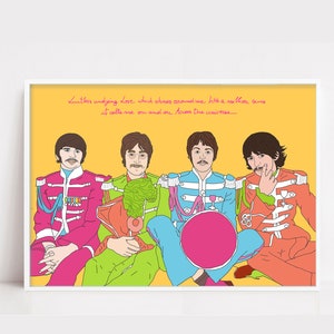 Impression d&#39;art LES BEATLES - Sgt Pepper, Stampa d&#39;arte, Musica, Rock, Lennon, McCartney, Ringo, George Harrison Frase Motivazionale.