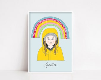 Art Print, “ Greta Thunberg “ , Stampa d'arte, Arte, clima, ecologia, attivista , girl power ,  Frase Motivazionale, arte parete.